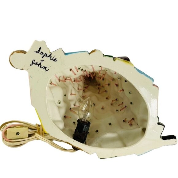 Unique Vintage Handmade Ceramic Green u Christmas Tree Little Girl Presents Tedd - Picture 7 of 16